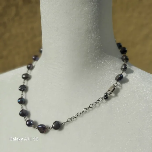 Silpada Iridescent Gray Freshwater Pearl  Necklace 925 Silver - Picture 8 of 10
